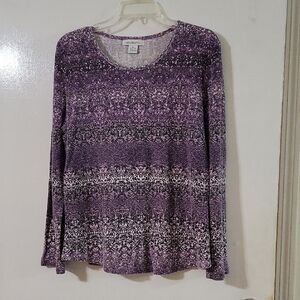 Liz Claiborne Purple Patterned Women's Top
